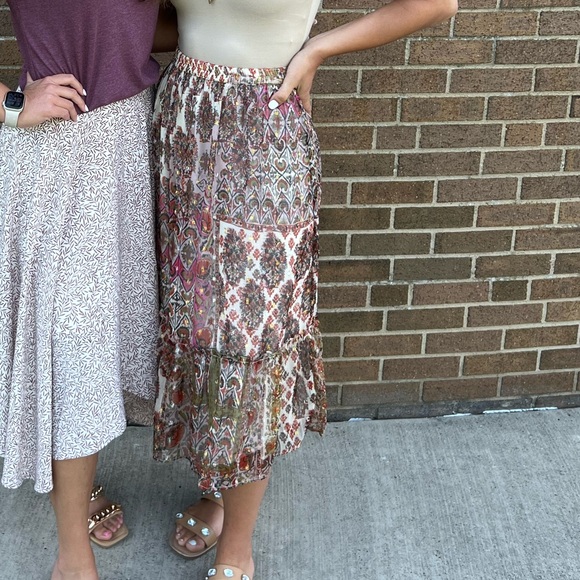 RD Koko Midi Boho Brown Skirt Set - Picture 1 of 4